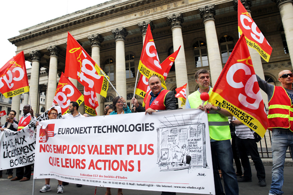 Manifestation Euronext, Place de la Bourse, Paris 18 juin 2015