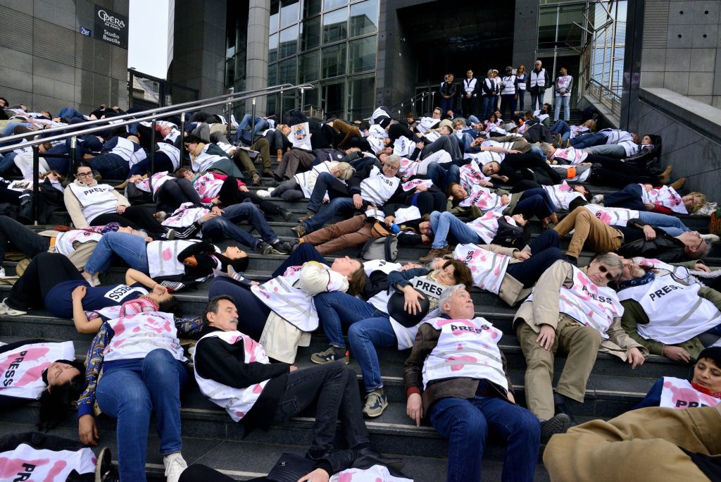 Rassemblement de la presse contre les meurtres de journaliste  Gaza